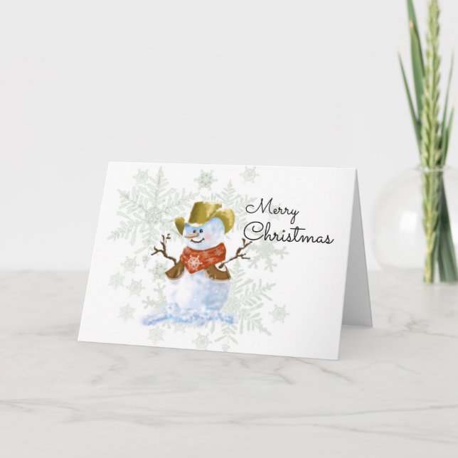 Cowboy Snowman Weihnachtskarte Feiertagskarte (Vorderseite)