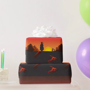 Cowboy-Sonnenuntergang-Geschenkpapier Geschenkpapier