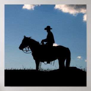 Cowboy-Sonnenuntergang Poster