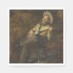 Cowboy spielt Banjo und singt Country Music Serviette