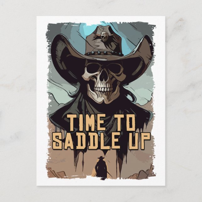 Cowboy Sprichwort Wild West Illustration Art Postkarte (Vorderseite)