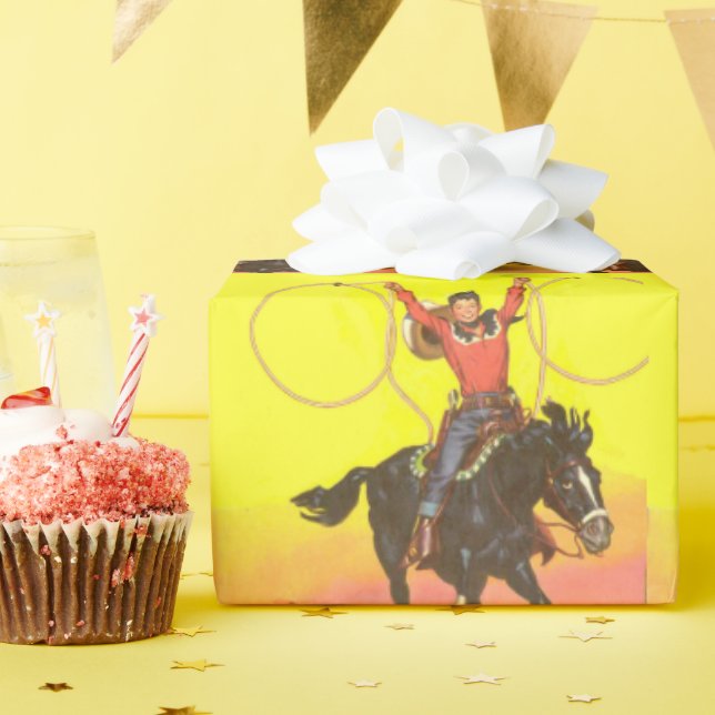 Cowboy starb mit Ropes in S.W. Szene Geschenkpapier (Geburtstagsparty)