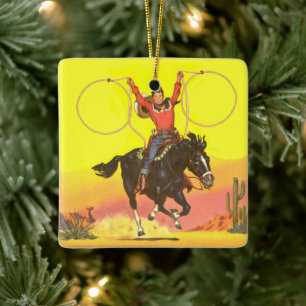 Cowboy starb mit Ropes in S.W. Szene Keramikornament