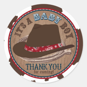 Cowboy-Stetson-Hut-Western-Baby-Dusche Runder Aufkleber