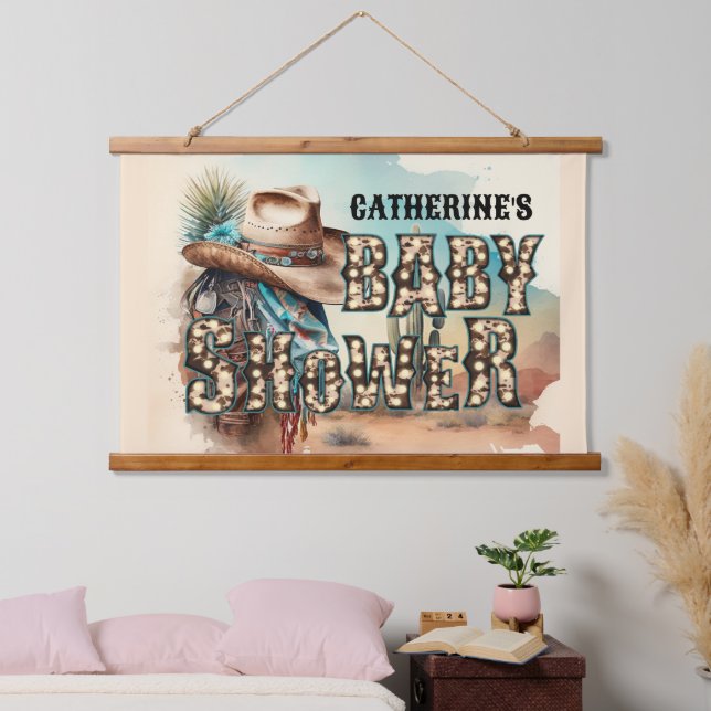 Cowboy-Stettin Texas Babydusche Wandteppich Mit Holzrahmen (Schlafzimmer)