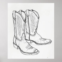 Cowboy stickt schwarze, moderne minimalistische Li Poster