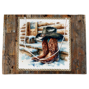 Cowboy Stiefel auf der Vorderseite Weihnachten Große Geschenktüte