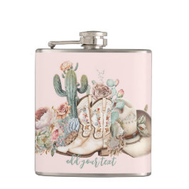 Cowboy-Stiefel aus Boho-Wüste Flachmann