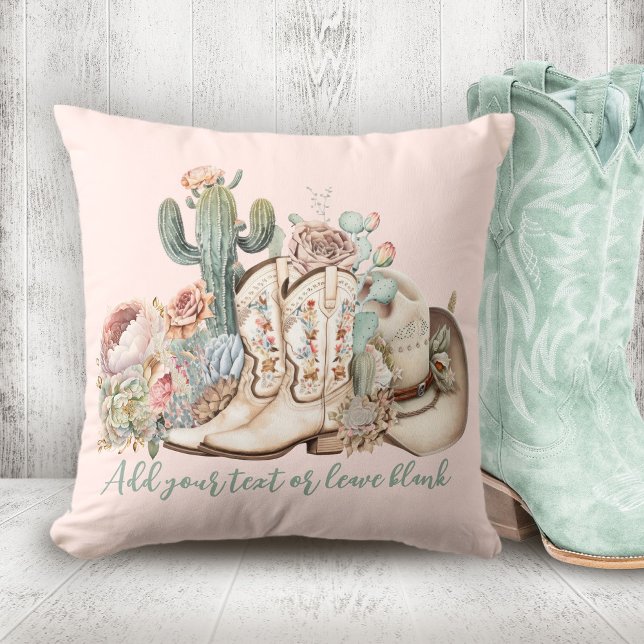 Cowboy-Stiefel aus Boho-Wüste Kissen (Boho desert cowgirl cowboy boots cowboy hat throw pillow)
