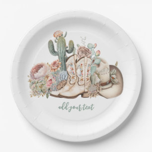 Cowboy-Stiefel aus Boho-Wüste Pappteller