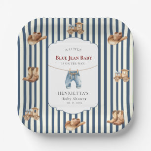 Cowboy-Stiefel Hut Zug Blue Jean Baby Shower Telle Pappteller
