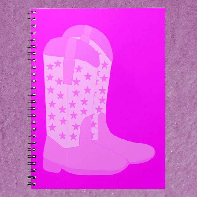 Cowboy Stiefel mit Sternen rosa Notizblock (A notebook with a pair of pink cowboy boots)