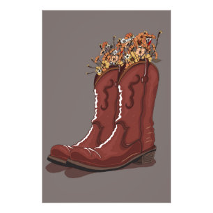 Cowboy-Stiefel mit Wildblumen Fotodruck