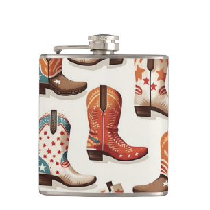 Cowboy-Stiefel-Muster Flachmann