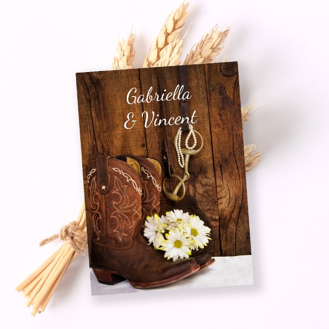 Cowboy Stiefel Pferdchen Land Hochzeitstiefel Mitteilungskarte (Von Creator hochgeladen)