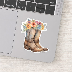 Cowboy Stiefel und Blume Aufkleber