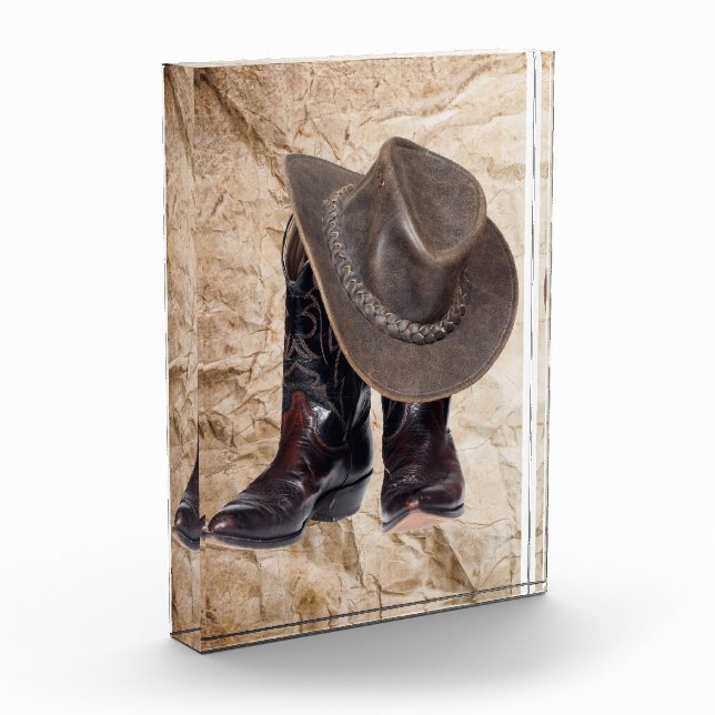Cowboy Stiefel und Hut Fotoblock (Links)