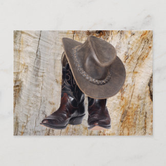 Cowboy Stiefel und Hut Postkarte