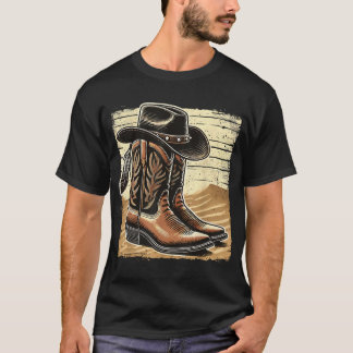 Cowboy Stiefel und Hut Western Land T-Shirt