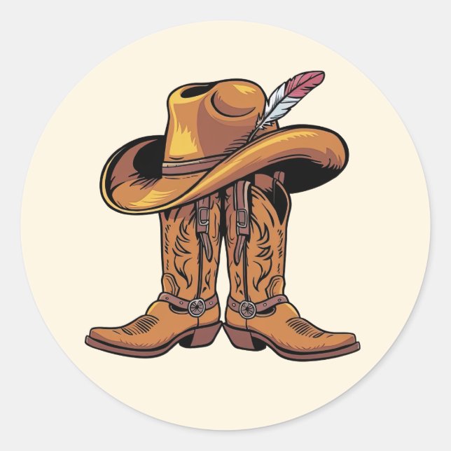 Cowboy Stiefel und Hutkleber Runder Aufkleber (Vorderseite)