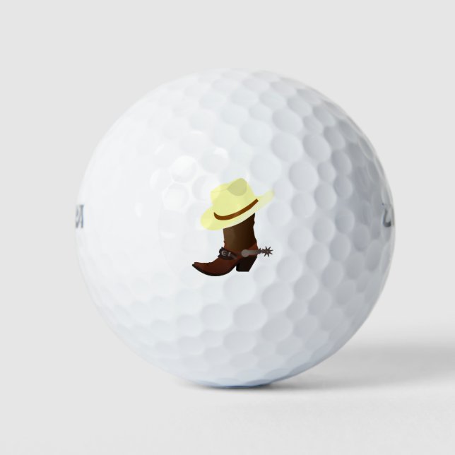 Cowboy-Stiefel und -Illustration Golfball (Vorderseite)
