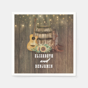 Cowboy Stiefel und Sonnenblumen Wine Barrel Serviette