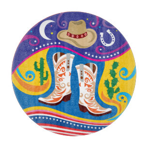 Cowboy-Stiefel und Wüstensterne Schneidebrett