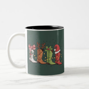 Cowboy-Stiefel-Weihnachten Western-Cowgirl-Land Xm Zweifarbige Tasse