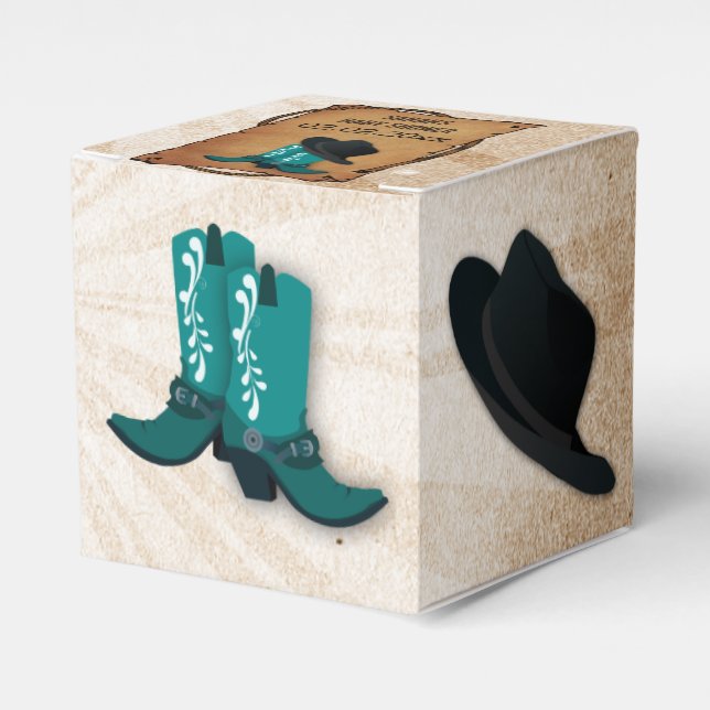 Cowboy Stiefel Western Personalisierte Gefälligkei Geschenkschachtel (Vorderseite)