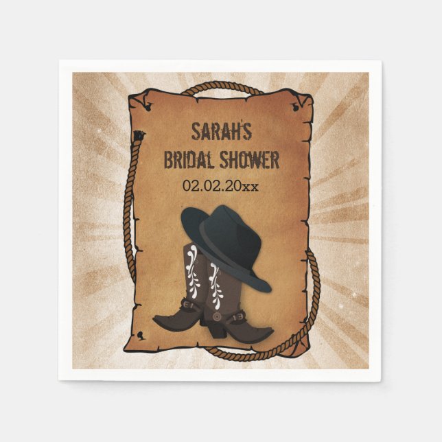 Cowboy Stiefel Western personalisierte Hochzeitsna Serviette (Vorderseite)