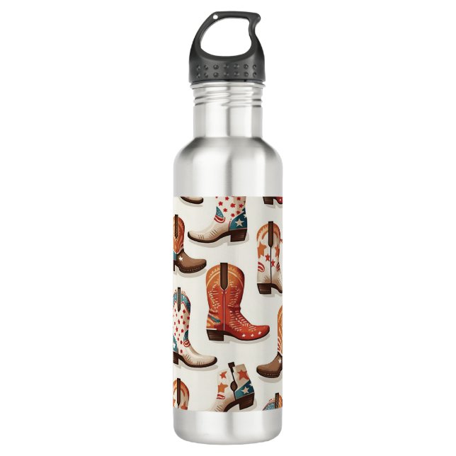 Cowboy Stiefelmuster Edelstahlflasche (Vorderseite)