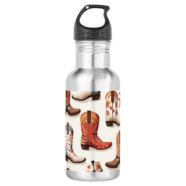 Cowboy Stiefelmuster Edelstahlflasche (Vorderseite)