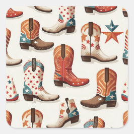 Cowboy Stiefelmuster Quadratischer Aufkleber