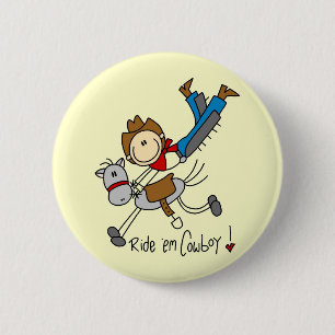 Cowboy-Strichmännchen-T-Shirts und Geschenke Button
