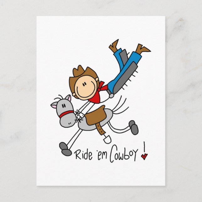 Cowboy Strichmännchen Tshirts und Geschenke Postkarte (Vorderseite)
