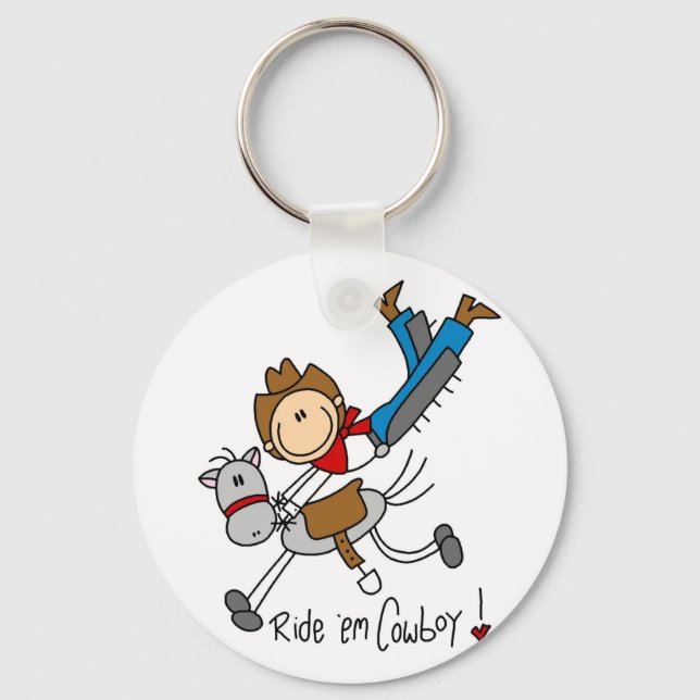 Cowboy Strichmännchen Tshirts und Geschenke Schlüsselanhänger (Vorderseite)