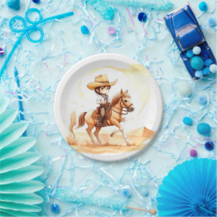 Cowboy-Style Rustic Boy Baby Shower Pappteller