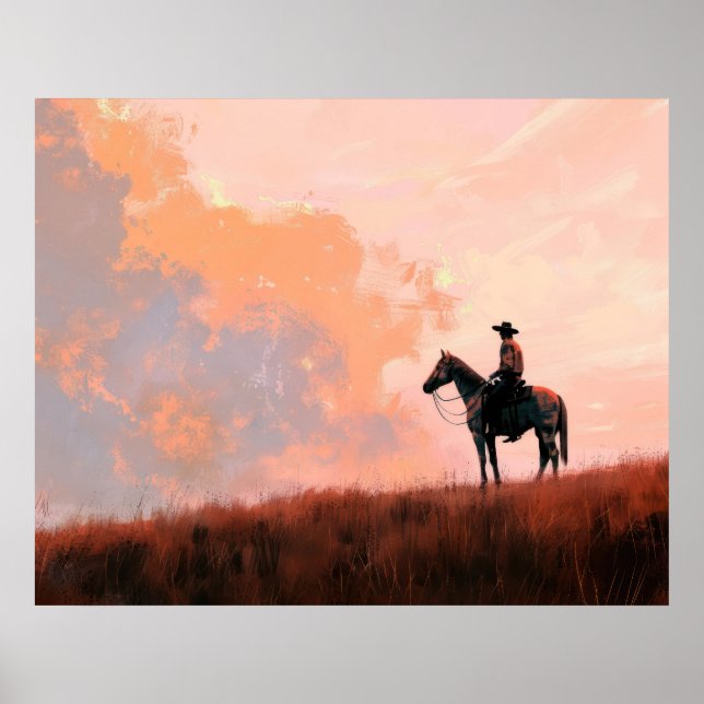 Cowboy Sunrise Western Poster (Vorne)