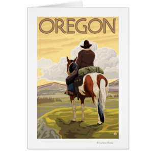 Cowboy sur Horseback Vintage voyage Poster