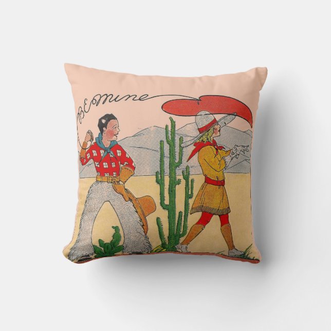 Cowboy-Sweetheart-Vintag-Kissen Kissen (Vorderseite)