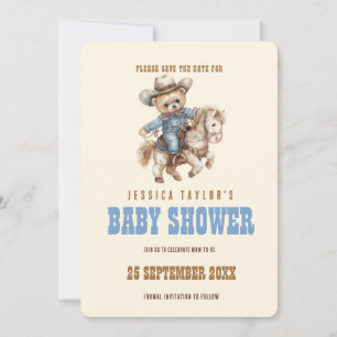 Cowboy Teddy Bär Baby Shower Save the Date