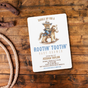 Cowboy Teddy Bär Südliche Western Babyparty Einladung