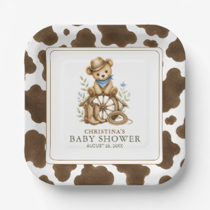 Cowboy Teddy Bear Baby Papierplatten Kuhdruck Pappteller