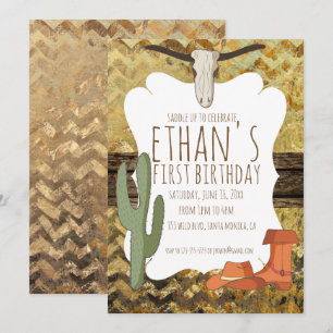 Cowboy Themed Birthday Einladung