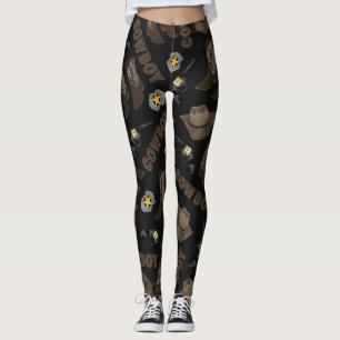 Cowboy Typografie Künstlerisch Cool Brown Watercol Leggings