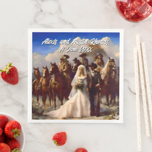 Cowboy und Bride Outdoor Hochzeit Serviette