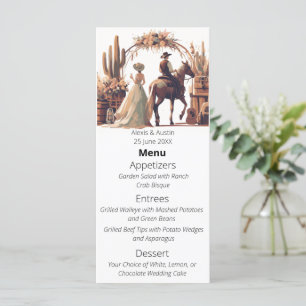 Cowboy und Bride Western Style Wedding Menükarte