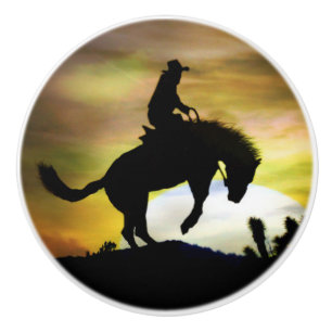 Cowboy und Bucking Horse Knobs and Puls Keramikknauf