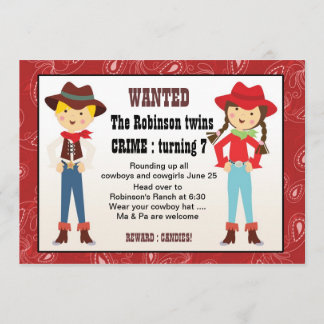 Cowboy und Cowgirl - Einladung