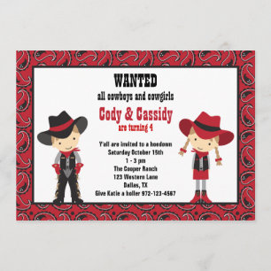 Cowboy und Cowgirl Einladungen